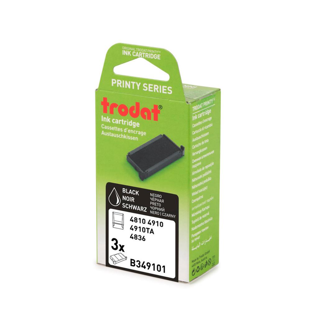 Cassette d'encre Trodat de rechange pour tampon Printy 4910 - Lot de 3 - Noir