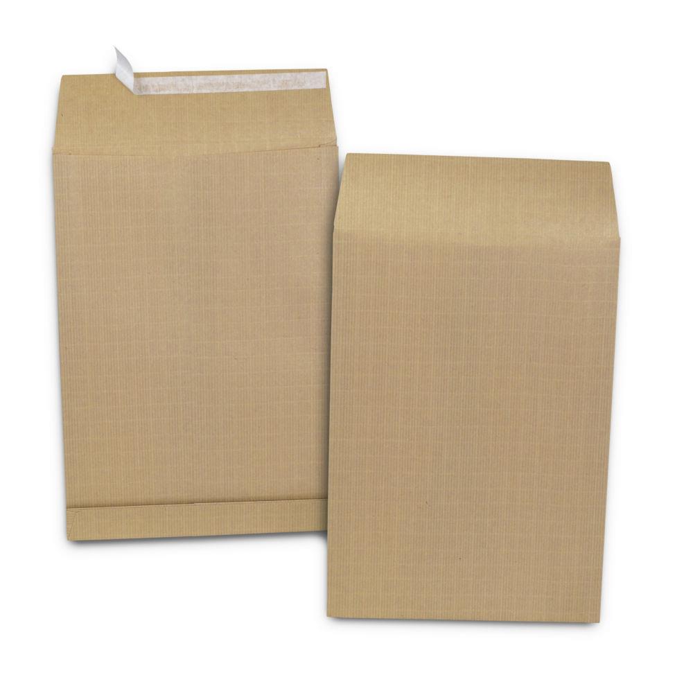Pochette  soufflet 3 cm Kraft blond arm 120 g/m format C4 229 x 324 mm sans fentre - Bande auto-adhsive