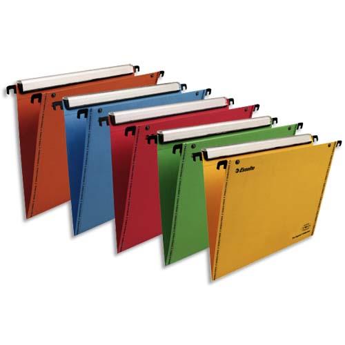 Dossiers suspendus VMG en kraft assortis Esselte - pour tiroir - 240g - fond V - bote de 10