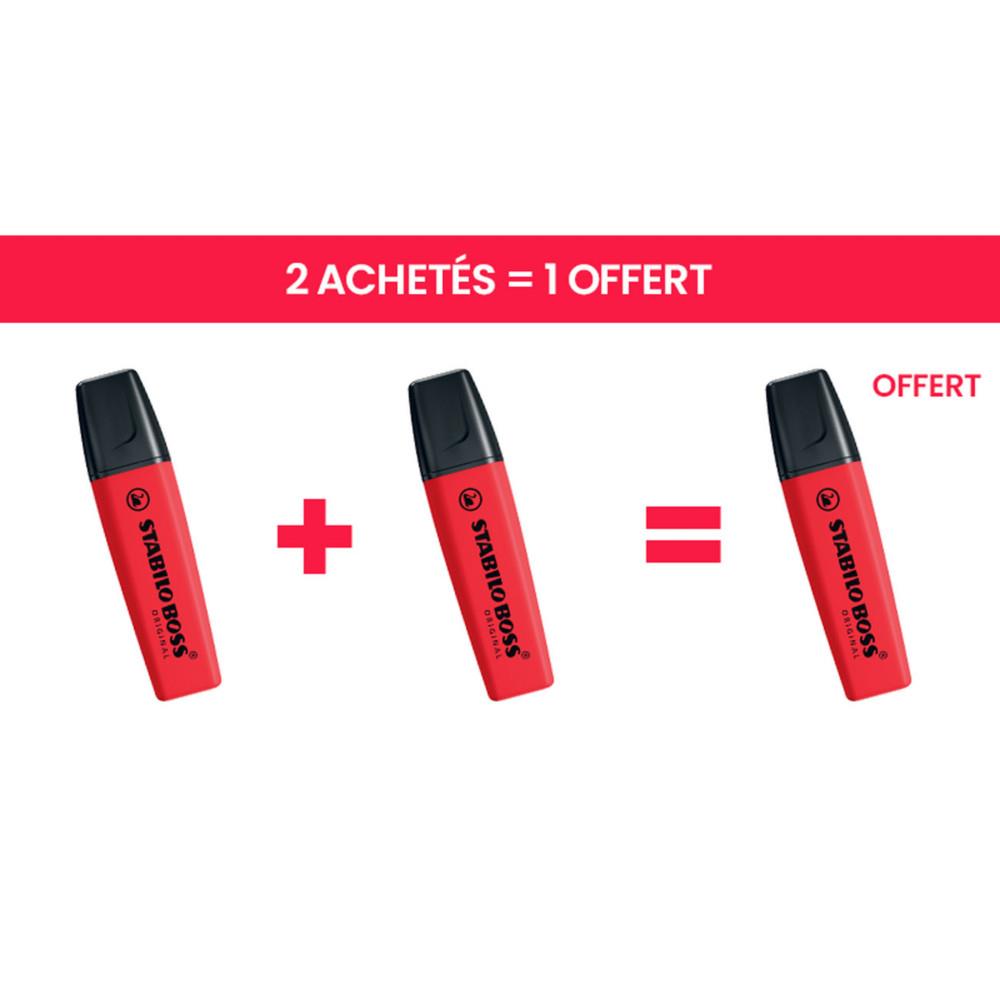 Surligneur BOSS ORIGINAL Stabilo pointe Stabilo biseaut�e 2 et 5 mm - Rouge fluo - Offre 2 achet�s = 1 offert