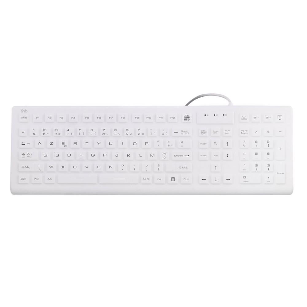 Clavier Filaire TNB m�dical IP68 100% �tanche - Connexion USB-A - AZERTY - Blanc