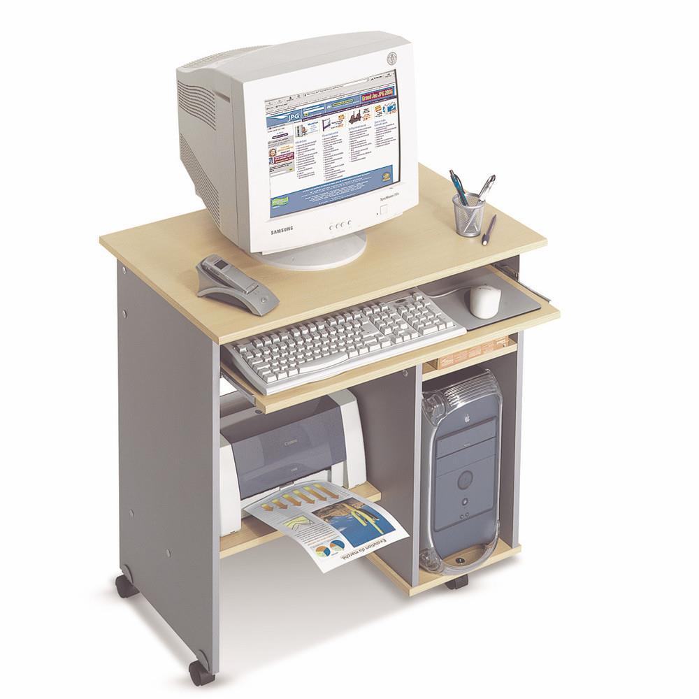 Poste informatique Alpha - htre - pieds gris aluminium