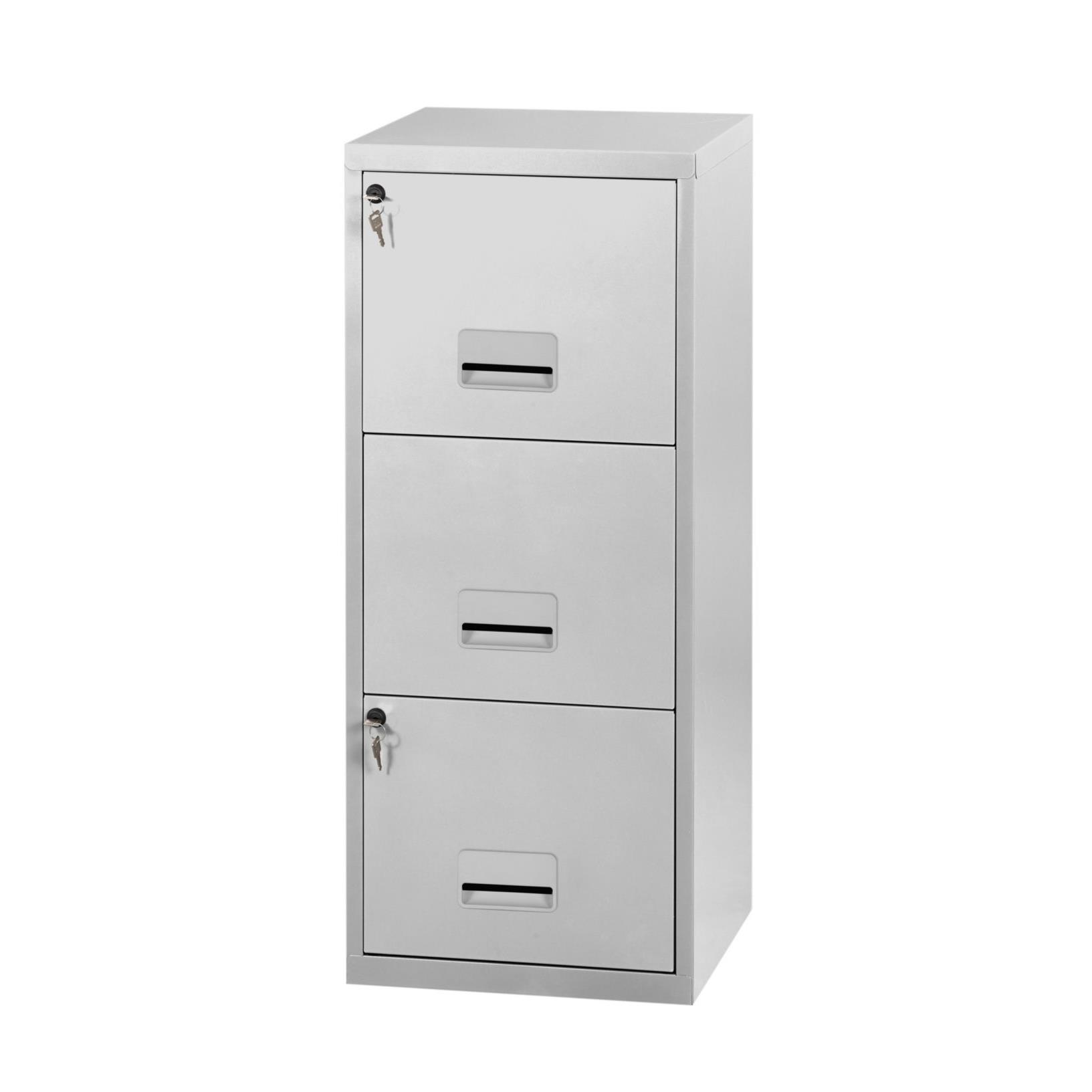 Classeur mtal Primo Iso - 3 tiroirs pour dossiers suspendus - aluminium