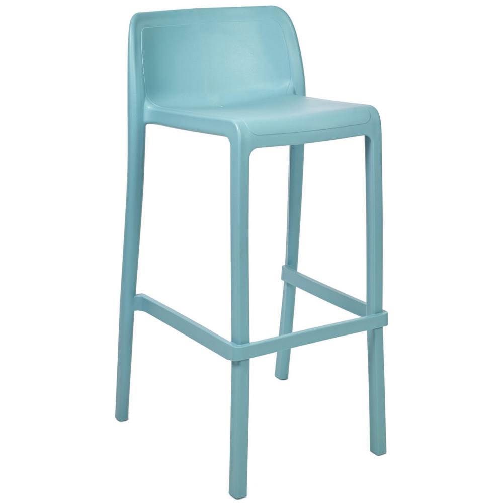 Tabouret haut d'ext�rieur B�ryl en polypropyl�ne recyclable - Bleu