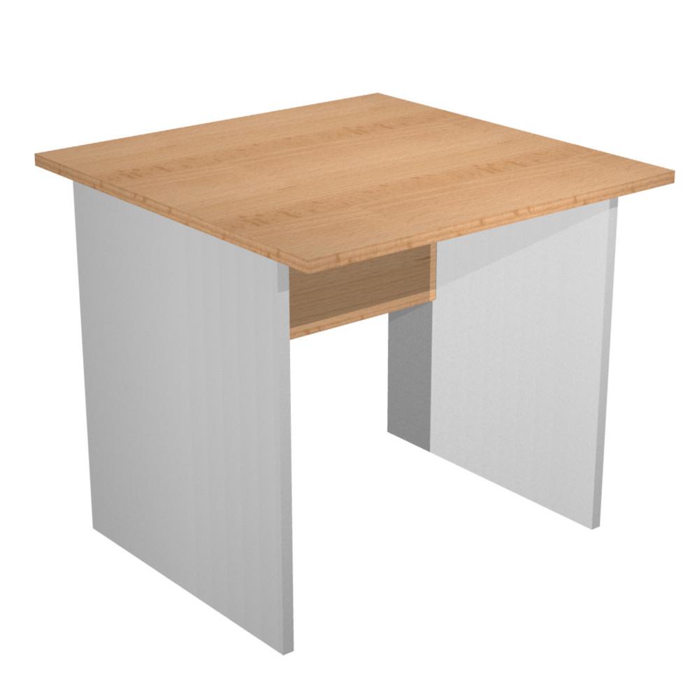 Bureau droit Pulse Tendance - L80 x P80 cm - plateau h�tre - pieds pleins aluminium