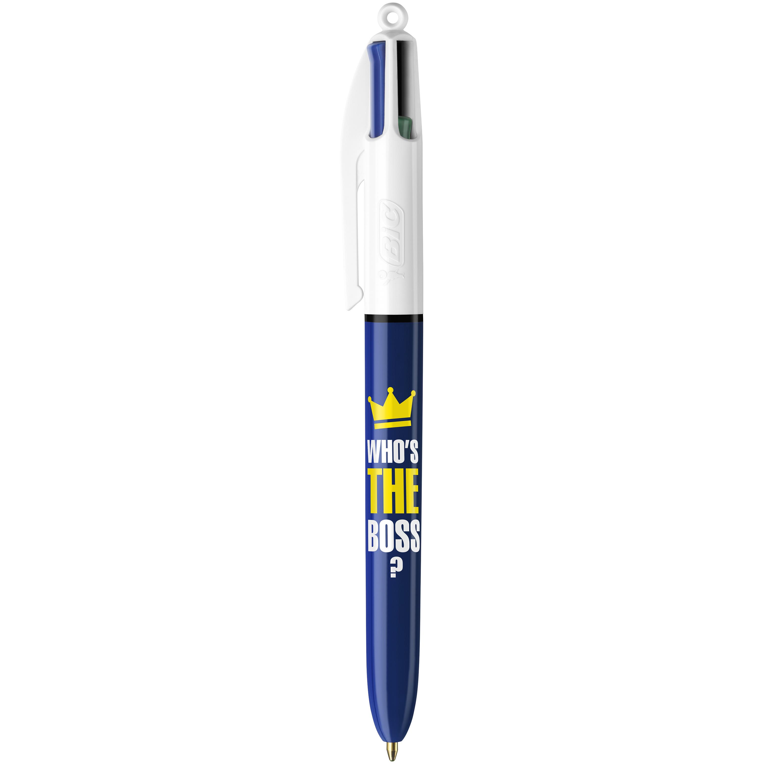 Stylo bille rtractable 4 couleurs Bic Who's The Boss - pointe moyenne 1 mm