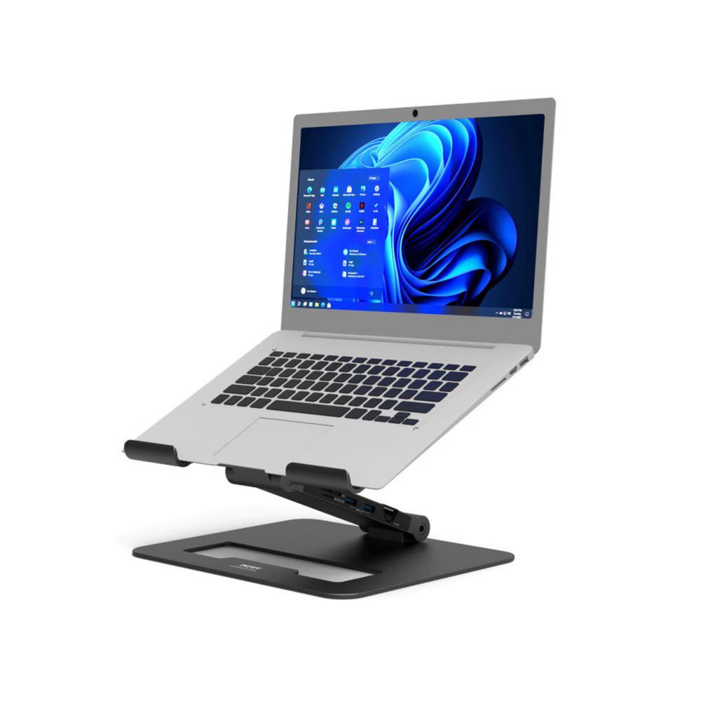 Station d'accueil USB-C 2 en 1 Port Connect avec support pour ordinateur portable - 4K HDMI double crans + 7 priphriques - 85W - Noir