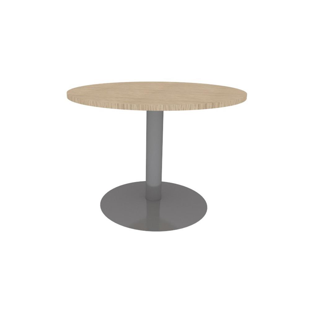 Table ronde - diam�tre 100 cm - ch�ne - pieds tulipe , alu