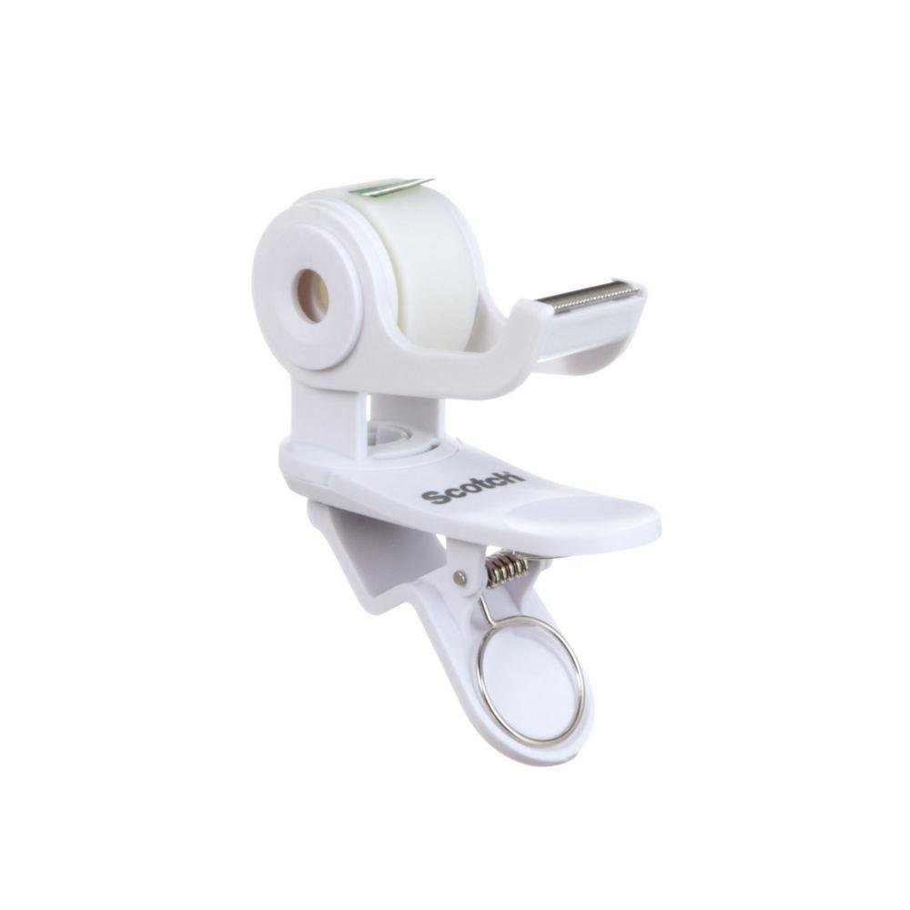 Dvidoir de ruban adhsif C19 Blanc + 1 rouleau adhsif Scotch Clip & Twist 19 mm x 8,89 m