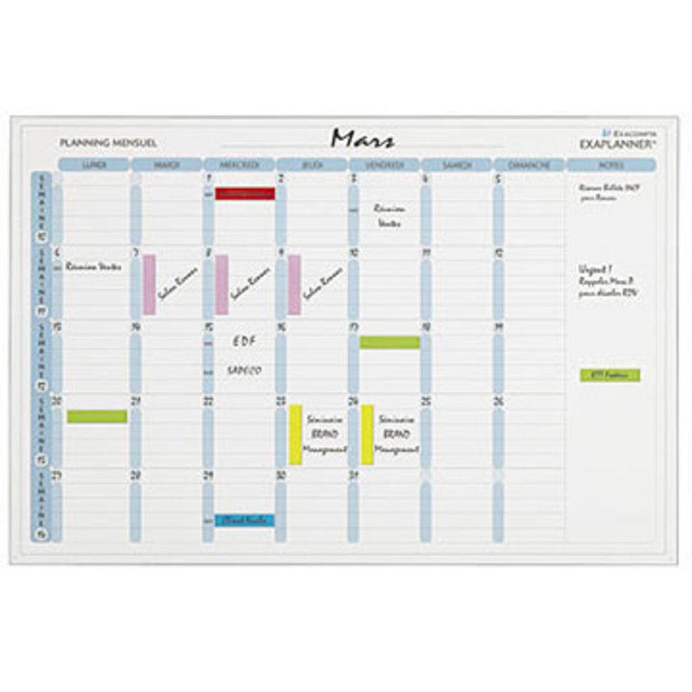 Tableau planning magntique mensuel Exacompta - 90 x 59 cm - avec accessoires