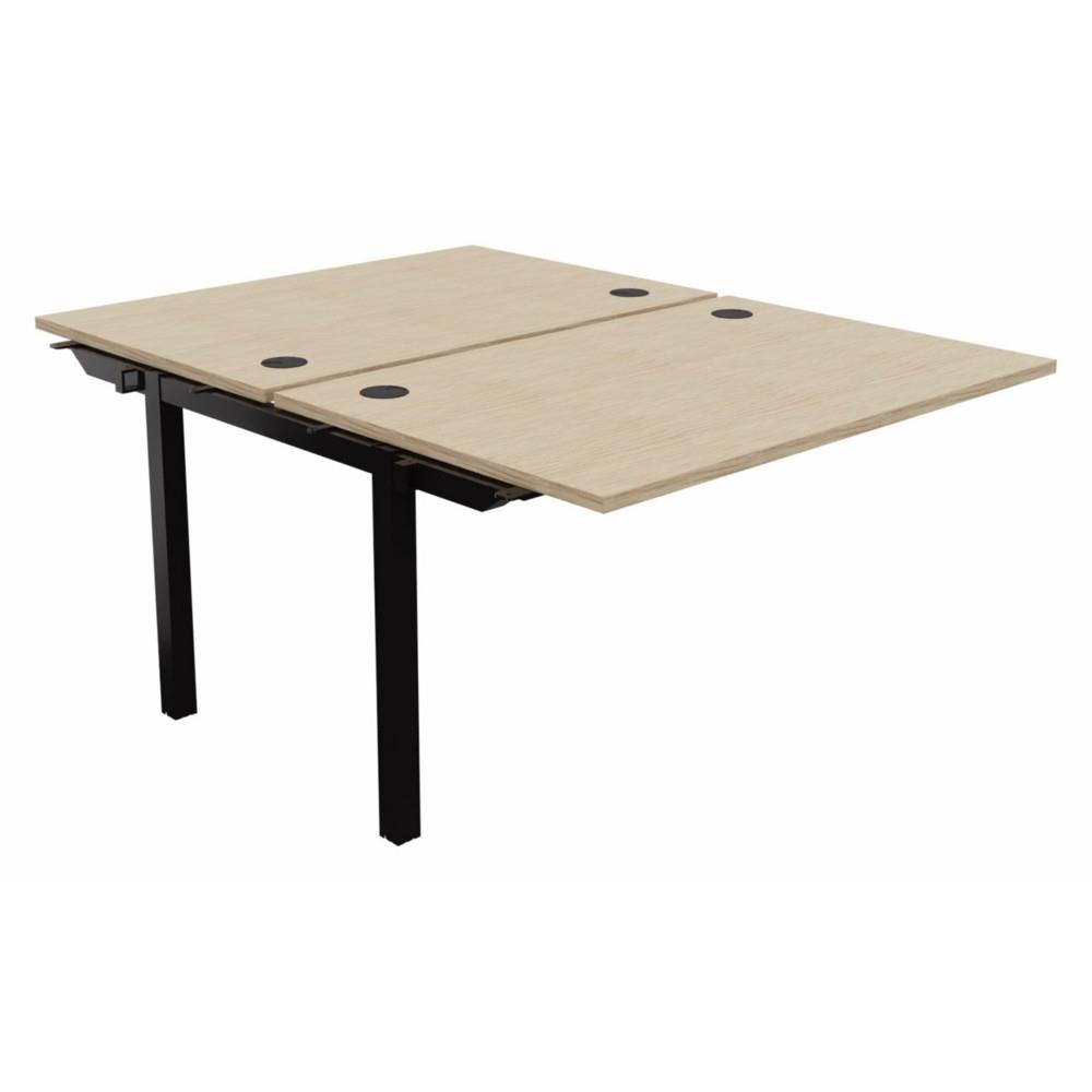 Bureau bench 2 postes Osmose suivant L120 x P163 cm Plateaux Ch�ne Pieds m�tal Noir