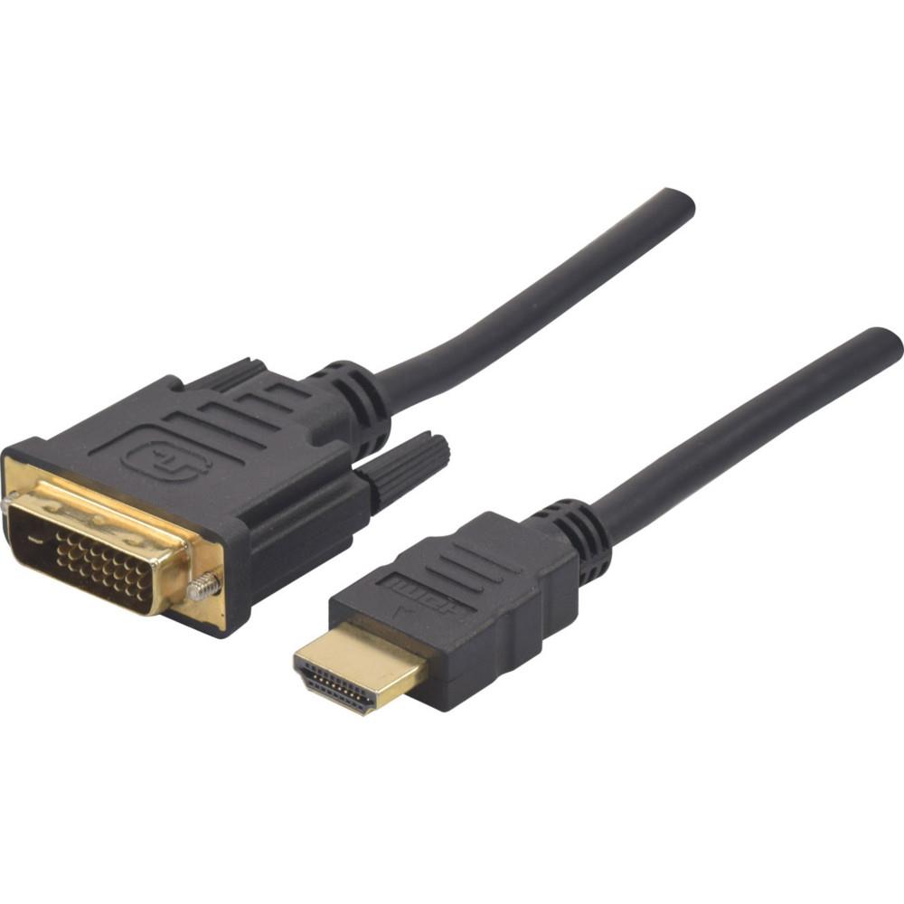 C�ble HDMI / DVI Full HD 1080p - Cordon convertisseur - 2 m - Noir