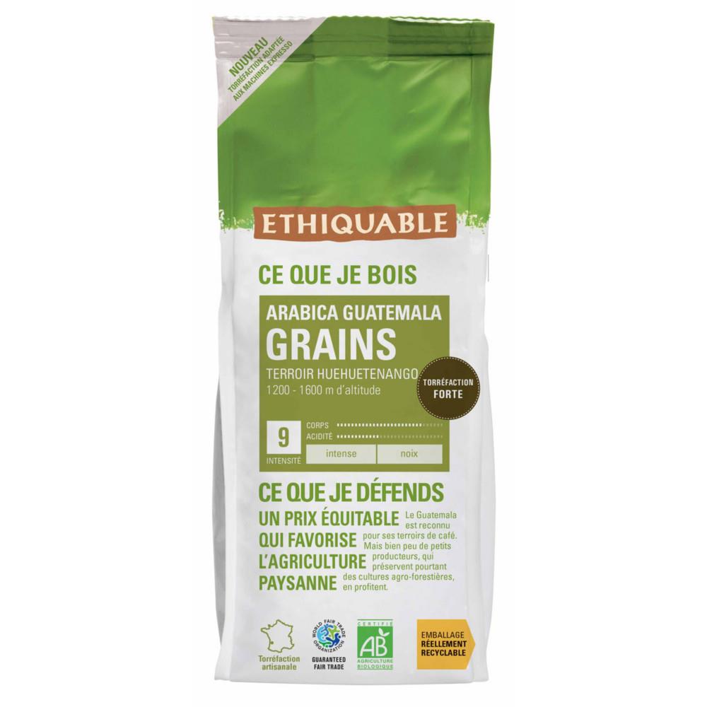 Caf en grains expresso Ethiquable Arabica Bolivie Guatemala Bio - Intensit 9 - Sachet de 500 g