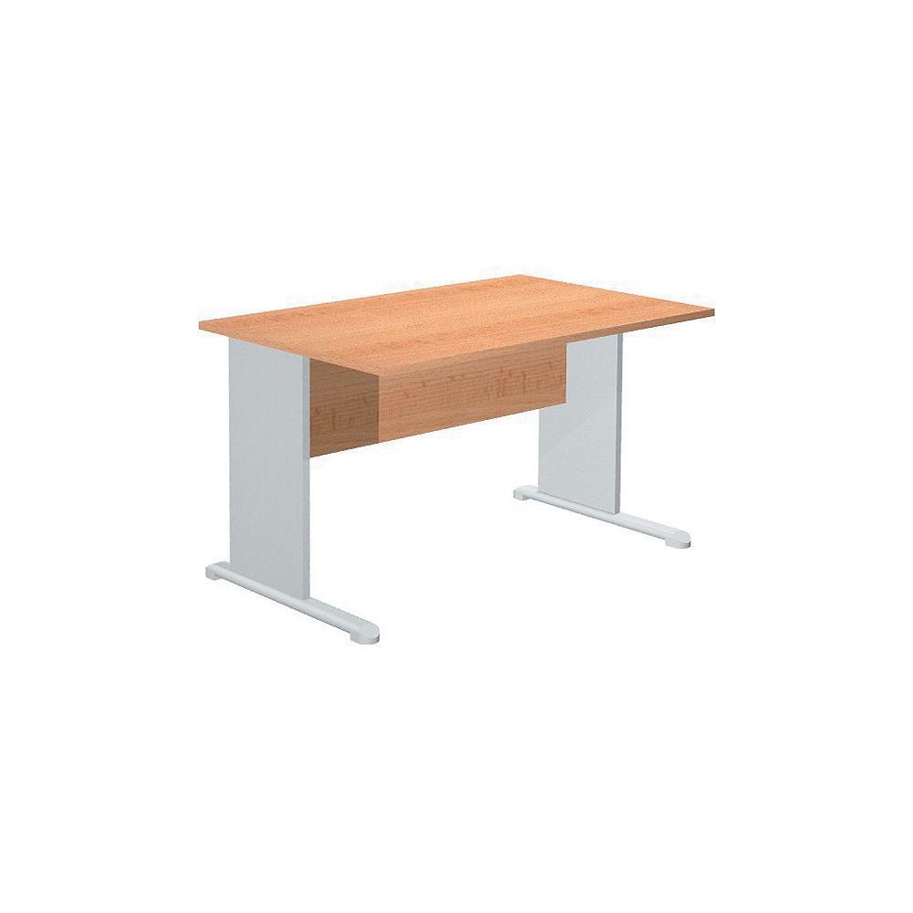 Bureau droit Pronto - L.120 x P.80 cm - plateau aulne - pieds L aluminium