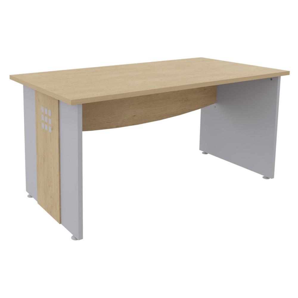 Bureau droit Boreal L 140 x P 80 cm - Plateau Ch�ne - Pieds pleins Alu,Ch�ne