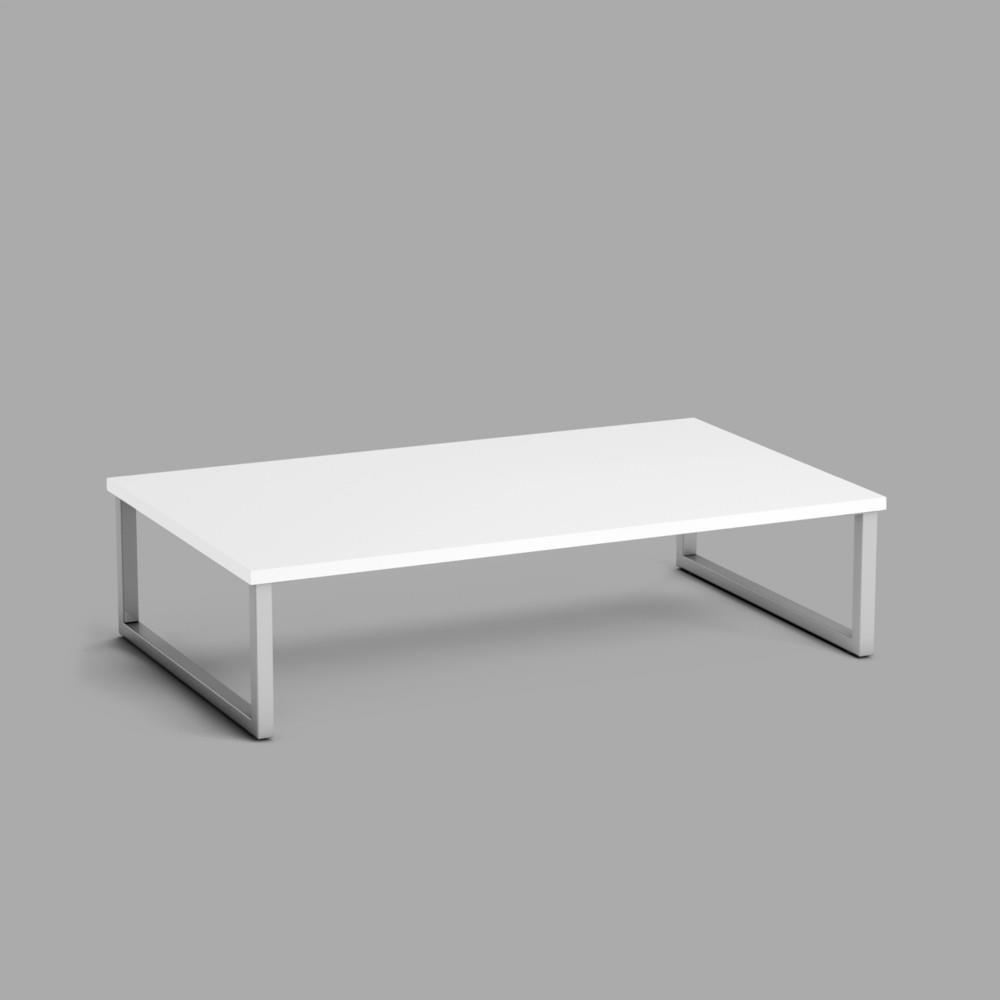 Table basse Sten- plateau rectangulaire blanc - pitement acier aluminium