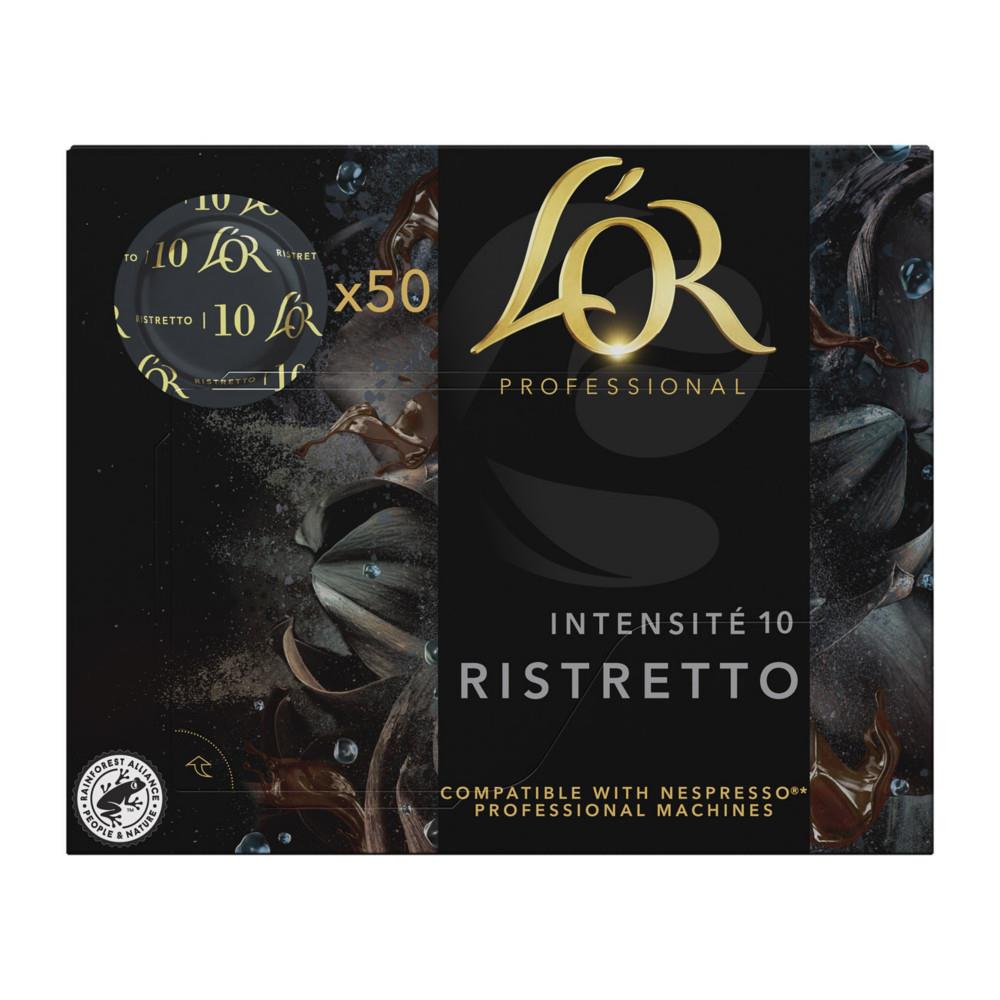 Ristretto capsule disc de caf L'Or Professional - pour machine compatible Nespresso Pro - intensit : 10 - bote de 50