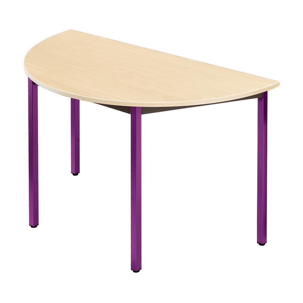 Table Modulaire Domino 1,2 rond - L 120 x P 60 cm - plateau rable - pieds prune