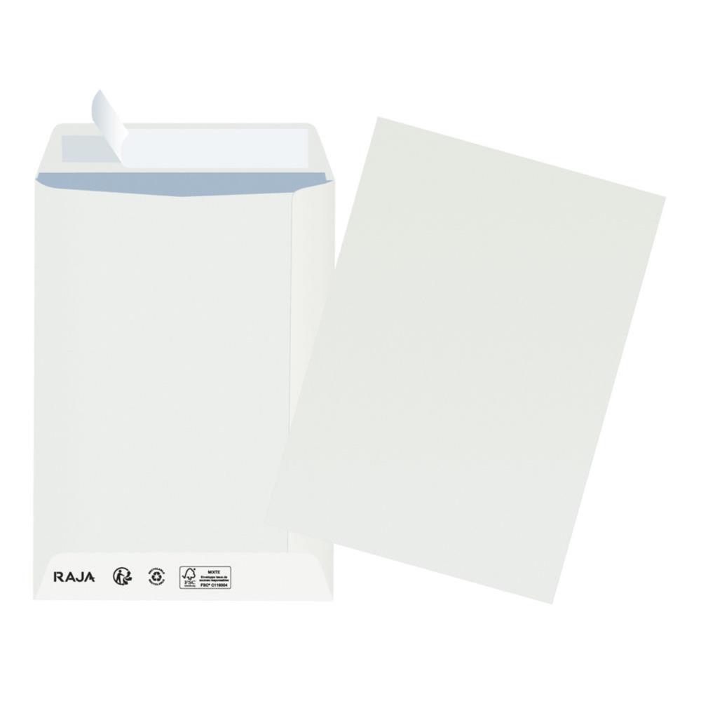 Enveloppe blanche Raja C5 - 162 x 229 mm sans fentre - Fermeture autocollante - Papier 90 g/m