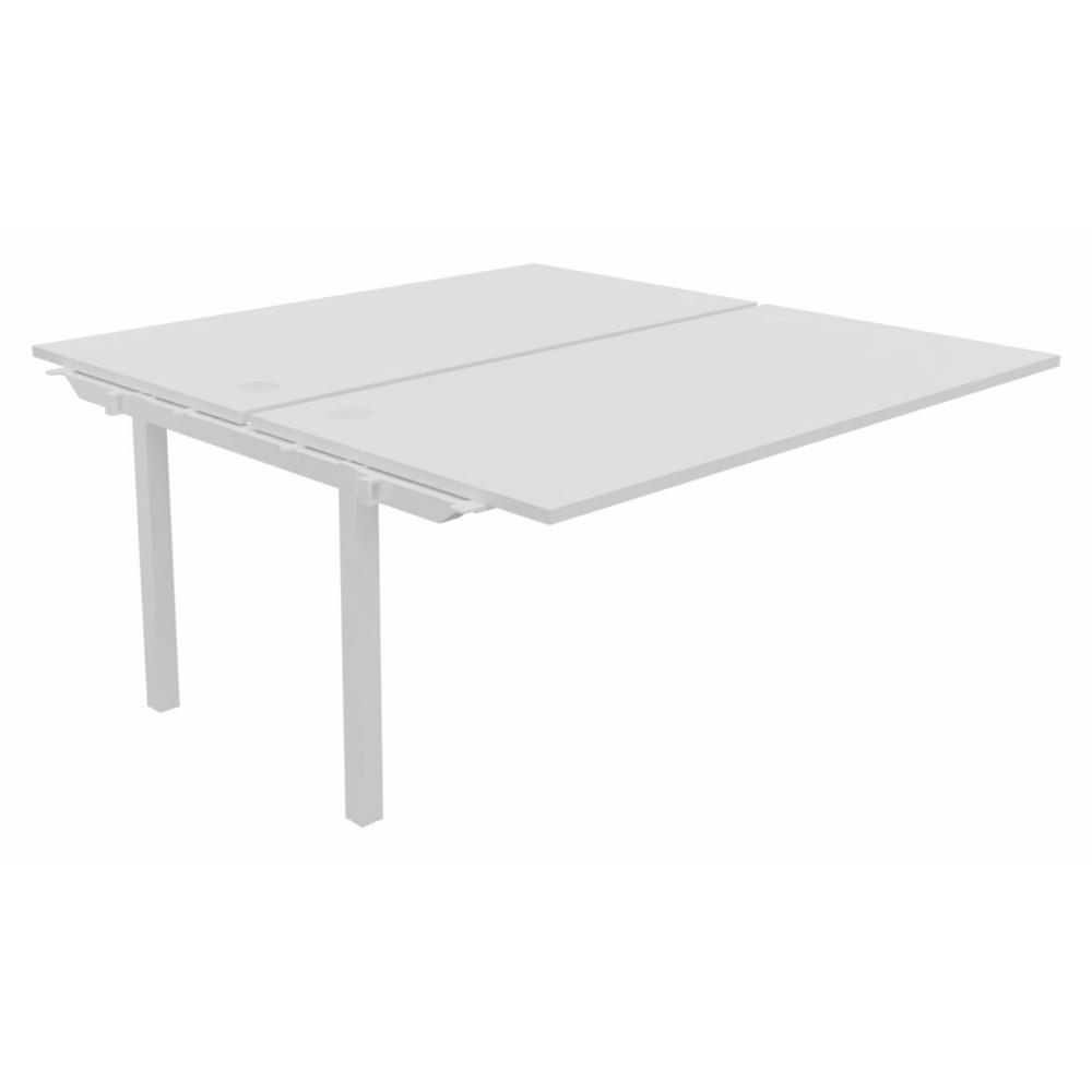 Bureau bench 2 postes Osmose suivant L160 x P163 cm Plateaux Blanc Pieds mtal Blanc