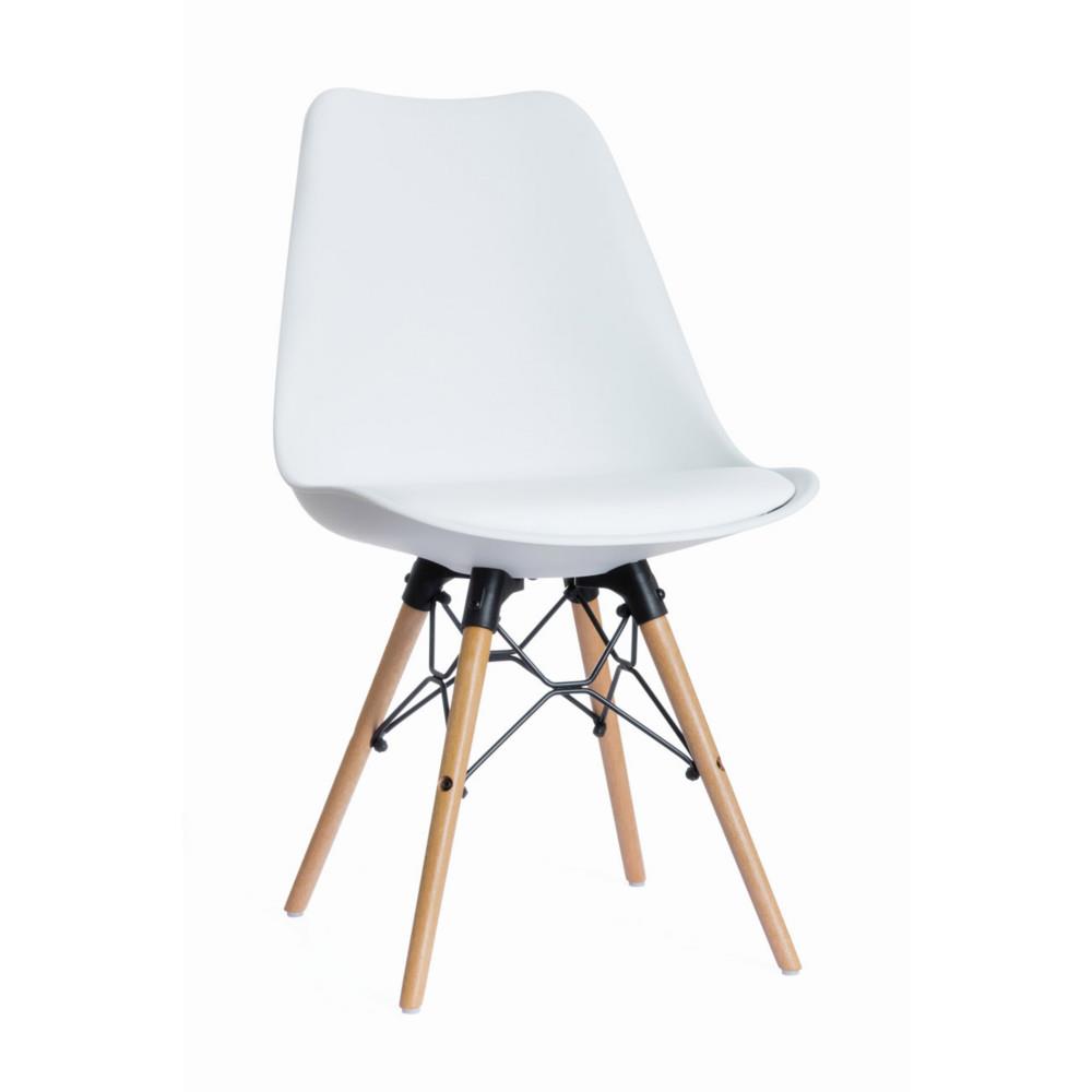Chaise DogeWood en polypropylne - pitement htre massif - assise blanche - carton 2 units