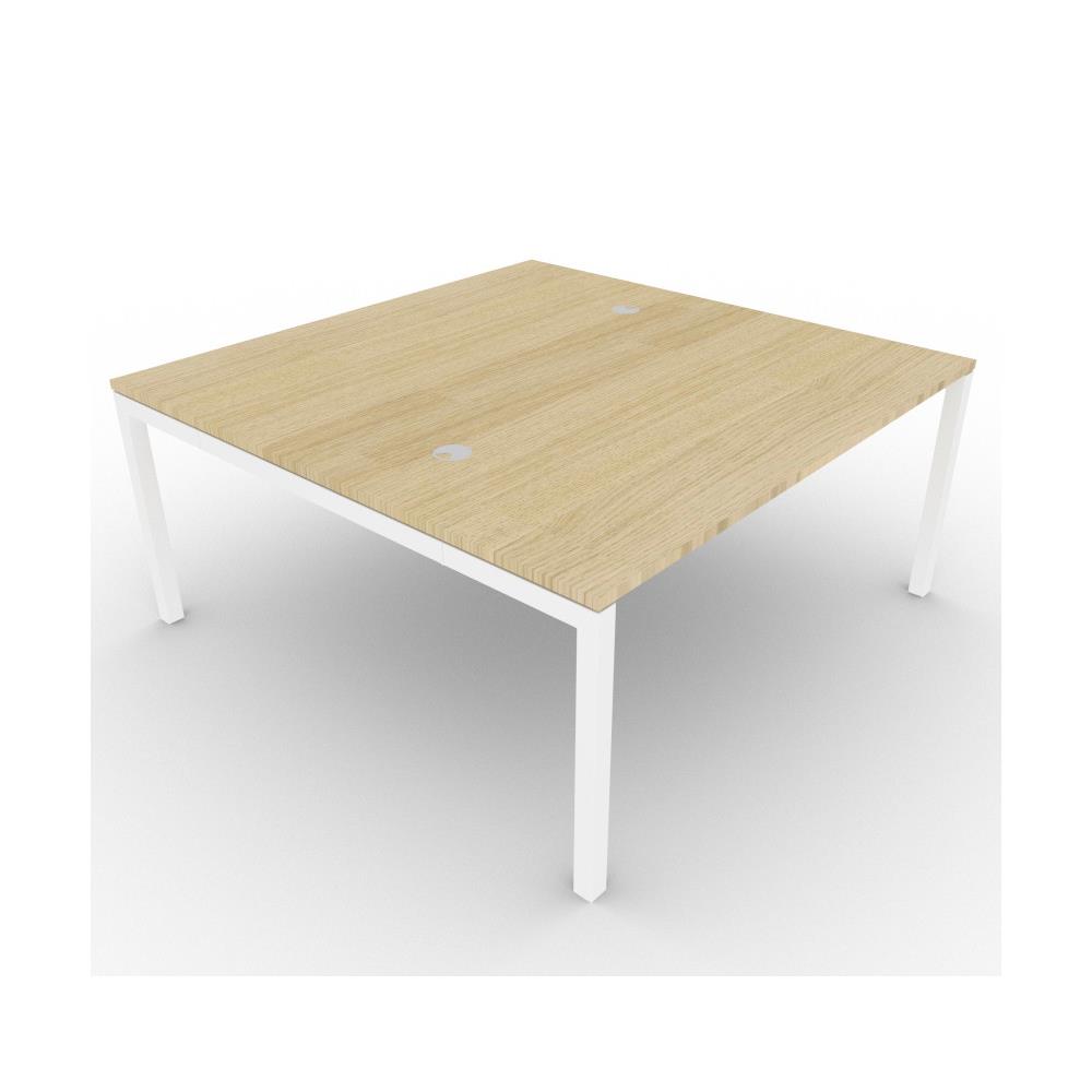 Bureau de direction - gamme Fenix - L160 x P160 x H72 cm - plateau chne - pieds blancs