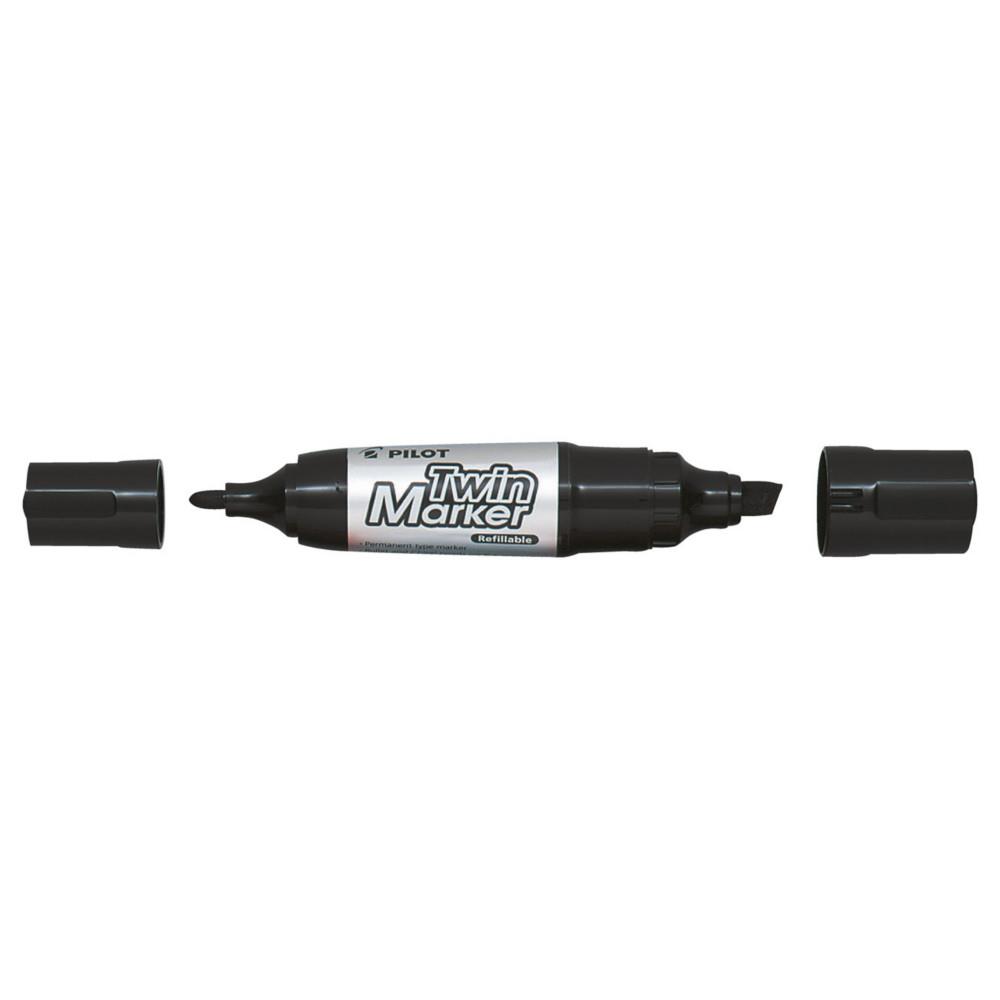 Marqueur Pilot Twin Jumbo Begreen - Double pointe : Ogive et biseaute -  Noir