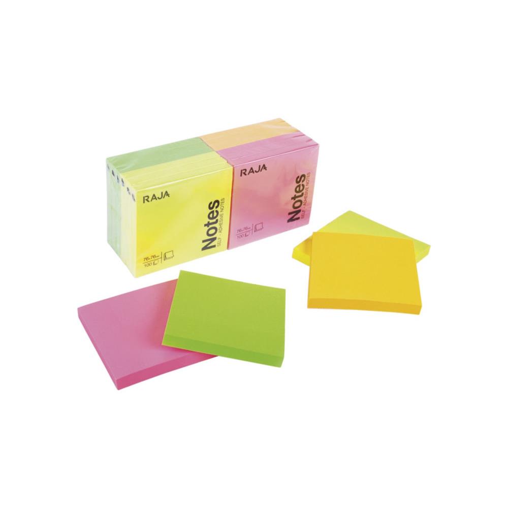 Bloc de 100 feuilles repositionnables - 7,6x7,6 cm - coloris assortis non