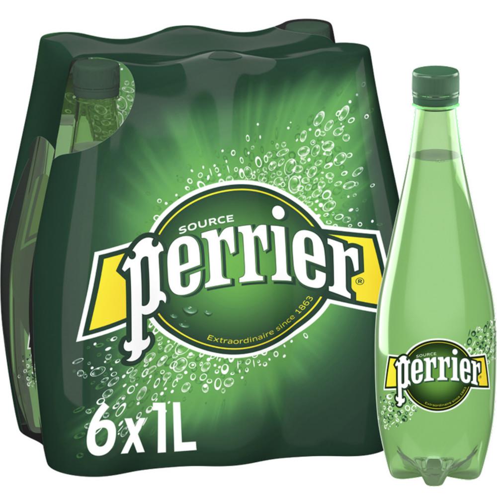 Eau minrale naturelle gazeuse Perrier - Lot de 6 bouteille de 1 L