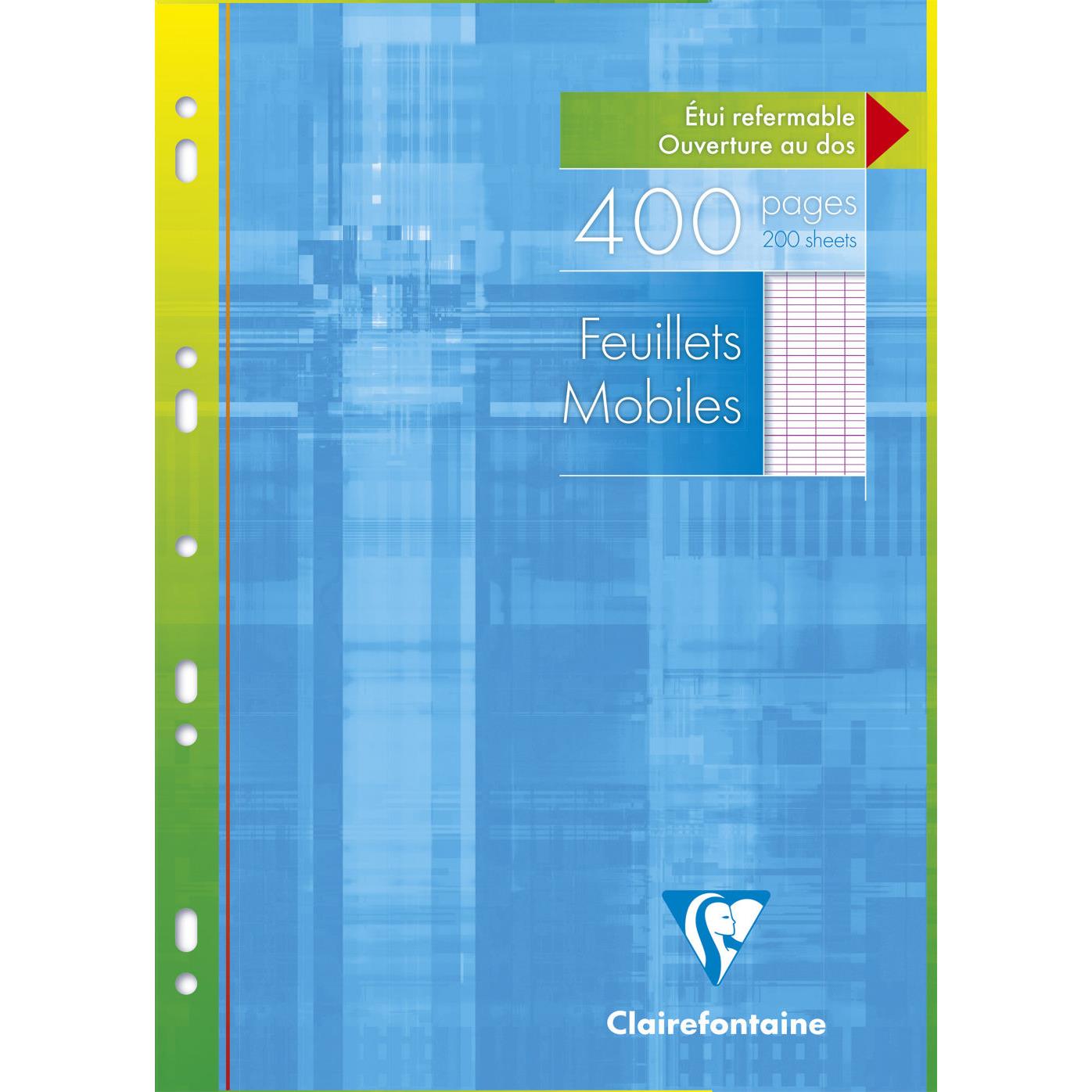 Feuilles mobiles Clairefontaine - 21x29.7 cm - grands carreaux - 90 g - blanc - 400 pages