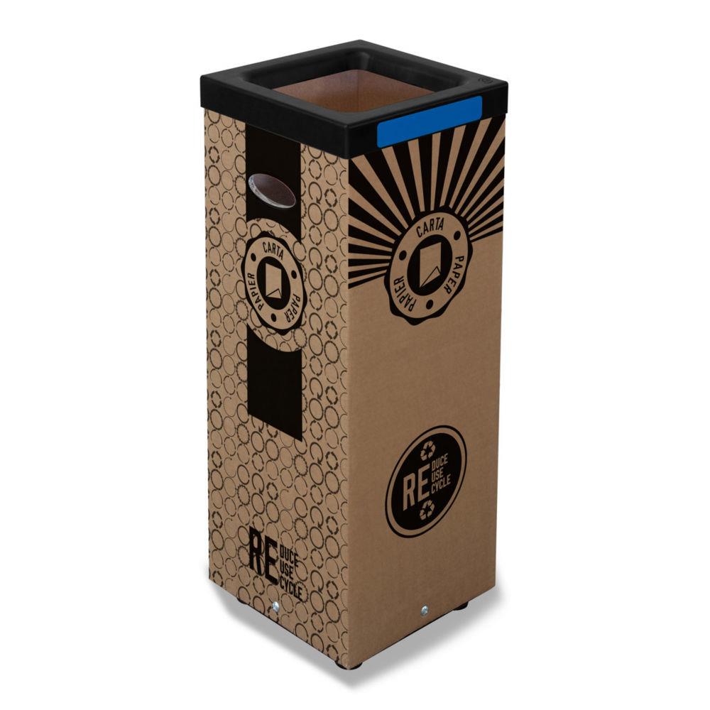 Poubelle de tri slectif Stil Casa - en carton - pour le recyclage du papier - 60 litres - couvercle mtal bleu
