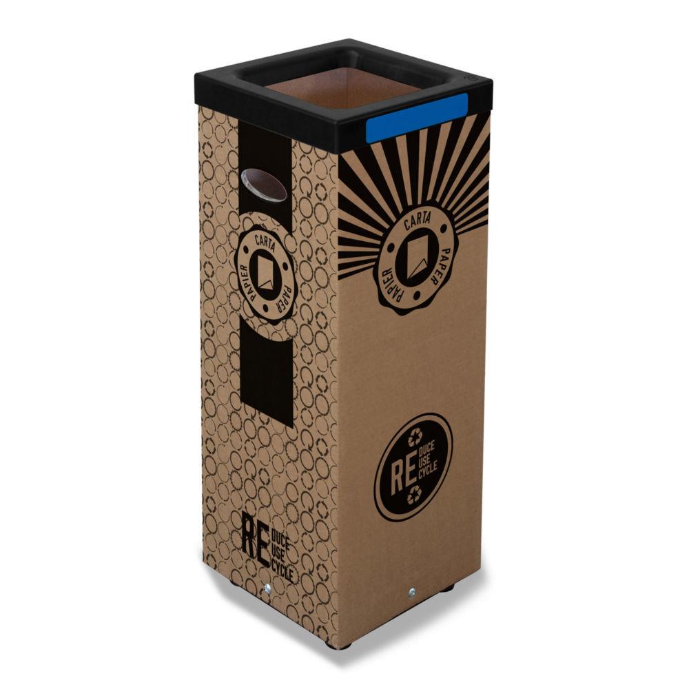 Poubelle de tri slectif Stil Casa - en carton - pour le recyclage du papier - 60 litres - couvercle mtal bleu