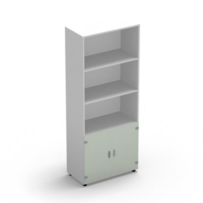 Armoire Rio 1/3 portes - 2/3 bibliothque H.197,3 x L. 80 x P. 42,6 cm corps blanc neige 2 portes battantes verre maill blanc - quipe de 4 tablettes