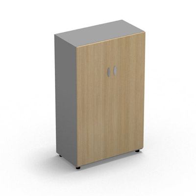 Armoire Rio H.133,3 x L. 80 x P. 42,6 cm corps gris aluminium 2 portes battantes chne clair - quipe de 3 tablettes