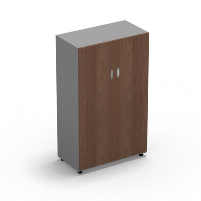 Armoire Rio H.133,3 x L. 80 x P. 42,6 cm corps gris aluminium 2 portes battantes noyer ambr - quipe de 3 tablettes