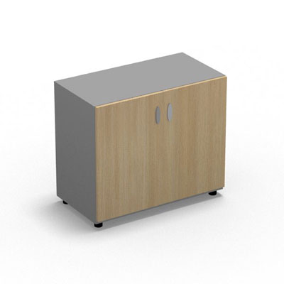 Armoire Rio H.71 x L. 80 x P. 42,6 cm corps gris aluminium 2 portes battantes chne clair - quipe d'1 tablette