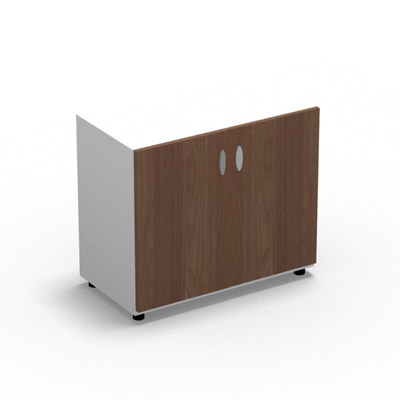 Armoire Rio H.71 x L. 80 x P. 42,6 cm corps blanc neige 2 portes battantes noyer ambr - quipe d'1 tablette