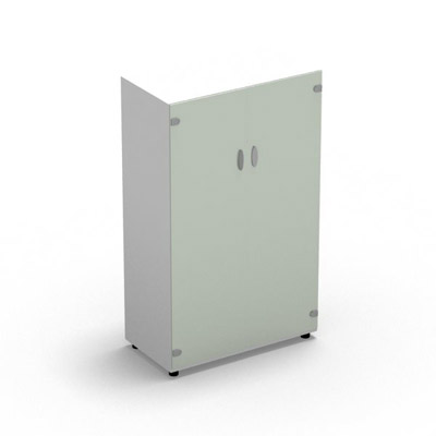 Armoire Rio H.133,3 x L. 80 x P. 42,6 cm corps blanc neige 2 portes battantes verre maill blanc - quipe de 3 tablettes