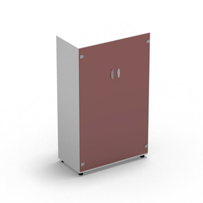 Armoire Rio H.133,3 x L. 80 x P. 42,6 cm corps blanc neige 2 portes battantes verre maill rubis - quipe de 3 tablettes