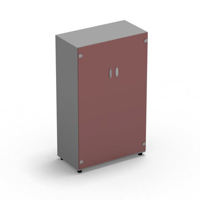 Armoire Rio H.133,3 x L. 80 x P. 42,6 cm corps gris aluminium 2 portes battantes verre maill rubis - quipe de 3 tablettes
