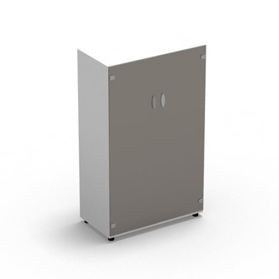 Armoire Rio H.133,3 x L. 80 x P. 42,6 cm corps blanc neige 2 portes battantes verre maill gris - quipe de 3 tablettes