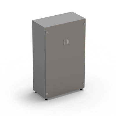 Armoire Rio H.133,3 x L. 80 x P. 42,6 cm corps gris aluminium 2 portes battantes verre maill gris - quipe de 3 tablettes