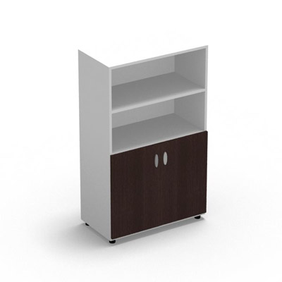 Armoire moyenne gamme RIO - 2 portes pleines gris souris et niche - L 80 x H 133 cm - finition blanc neige