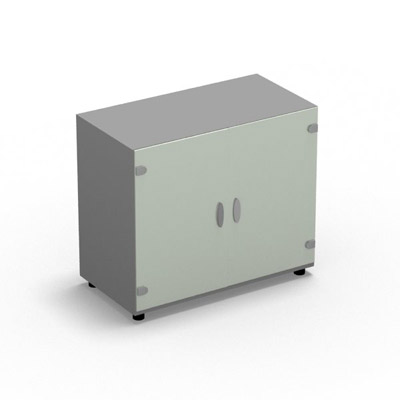 Armoire Rio H.71 x L. 80 x P. 42,6 cm corps gris aluminium 2 portes battantes verre maill blanc - quipe d'1 tablette