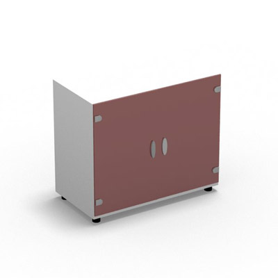 Armoire Rio H.71 x L. 80 x P. 42,6 cm corps blanc neige 2 portes battantes verre maill rubis - quipe d'1 tablette