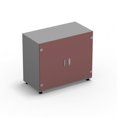 Armoire Rio H.71 x L. 80 x P. 42,6 cm corps gris aluminium 2 portes battantes verre maill rubis - quipe d'1 tablette