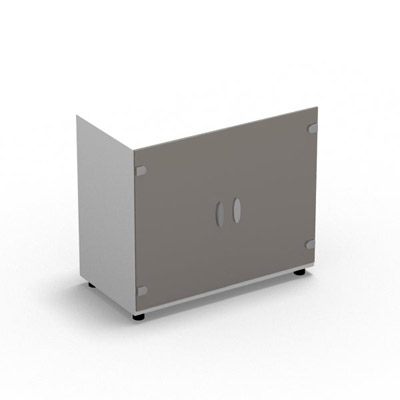 Armoire Rio H.71 x L. 80 x P. 42,6 cm corps blanc neige 2 portes battantes verre maill gris - quipe d'1 tablette