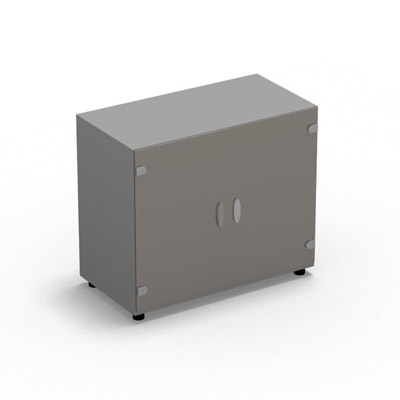 Armoire Rio H.71 x L. 80 x P. 42,6 cm corps gris aluminium 2 portes battantes verre maill gris - quipe d'1 tablette