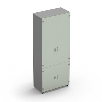Armoire Rio H.197,3 x L. 80 x P. 42,6 cm corps gris aluminium 4 portes battantes verre maill blanc - quipe de 4 tablettes