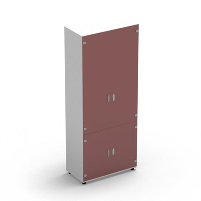 Armoire Rio H.197,3 x L. 80 x P. 42,6 cm corps blanc neige 4 portes battantes verre maill rubis - quipe de 4 tablettes